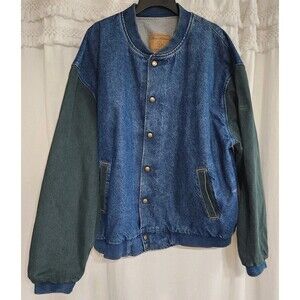 Vintage 90s Three Rivers Denim Bomber Jacket XL Lucent Bell Labs Made in USA